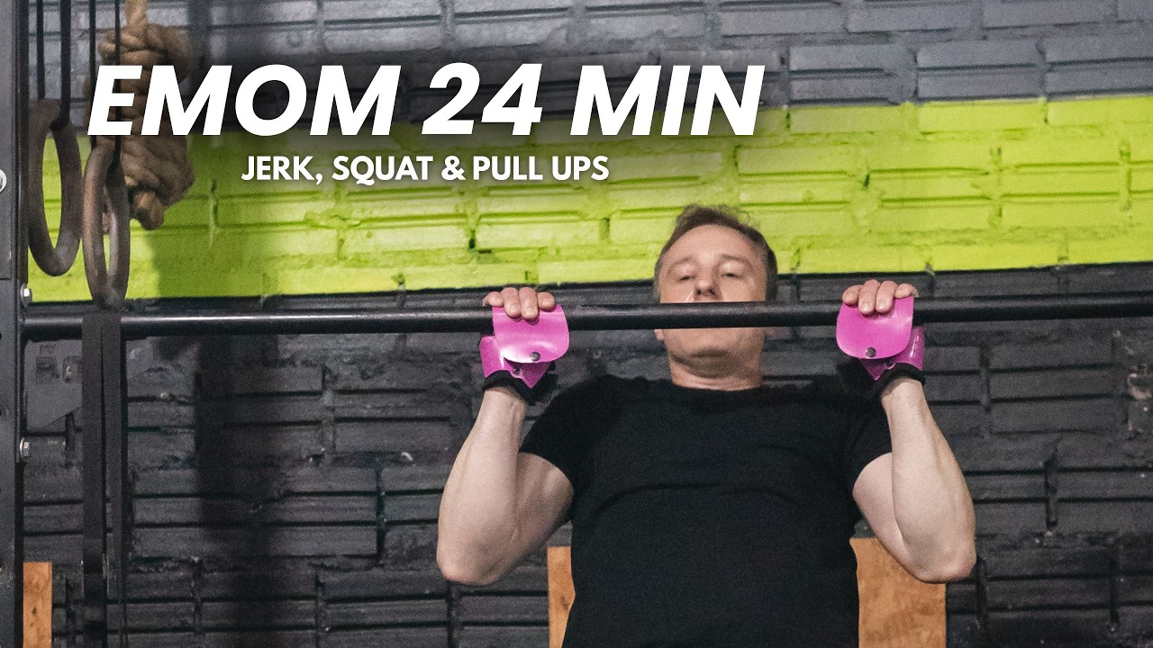 EMOM 24min Training | Jerk, Squat, Pull Ups & Run