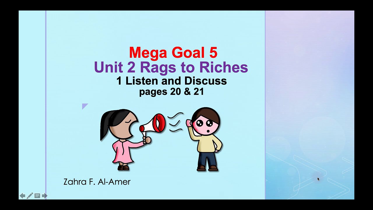 Mega Goal 5 الصف الثالث ثانوي | Unit 2  L  1 Listen  & Discuss pages 20 & 21