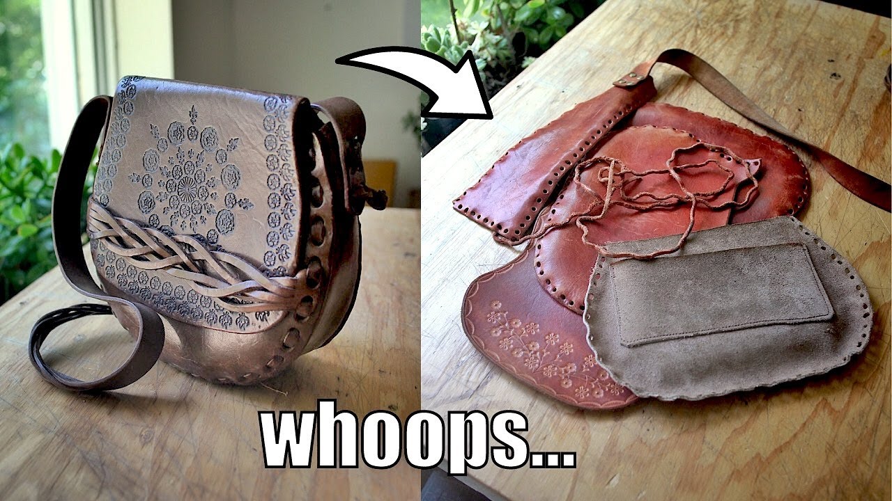 Taking Apart a 50 year old Leather Hippie Bag
