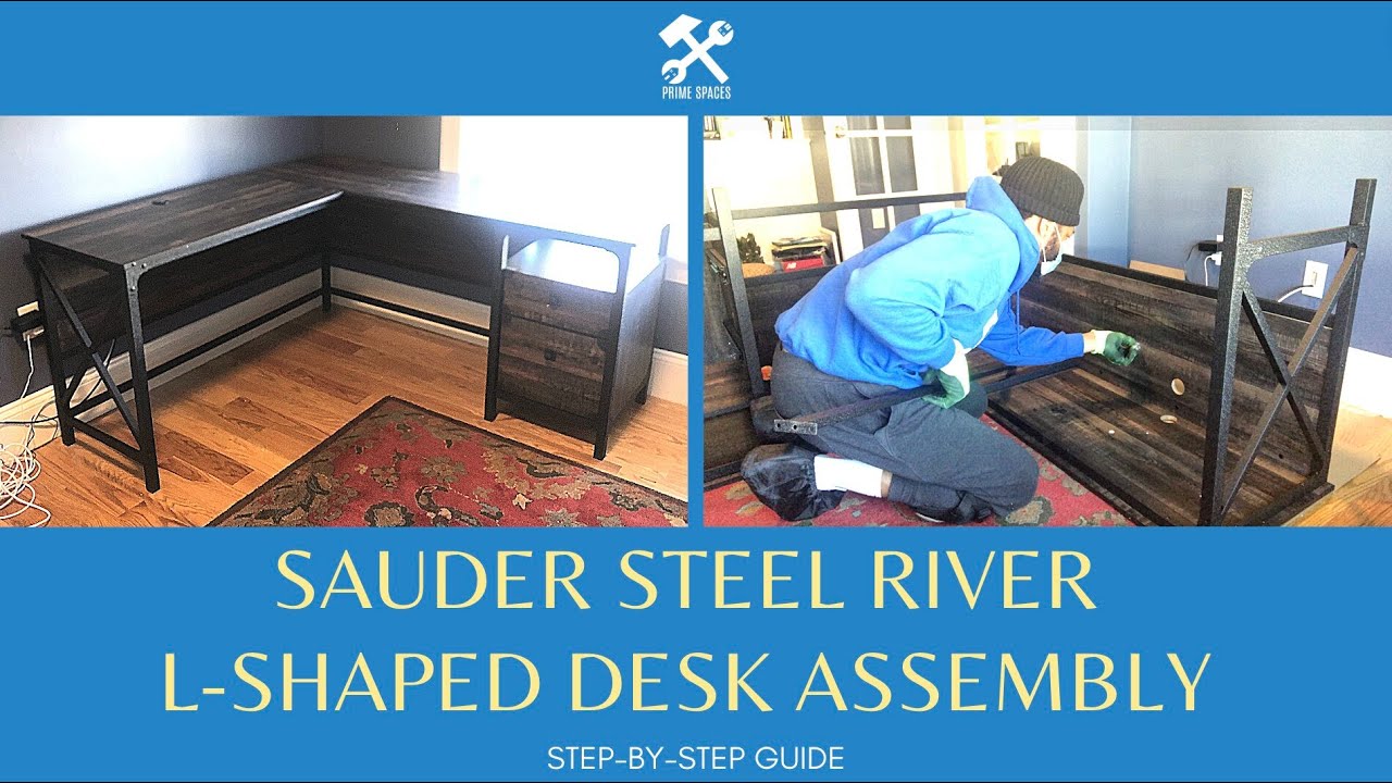 Sauder Steel River Industrial L-Shaped Desk Assembly (Model, 425908, 423976) aka Hovey L-Shape Desk