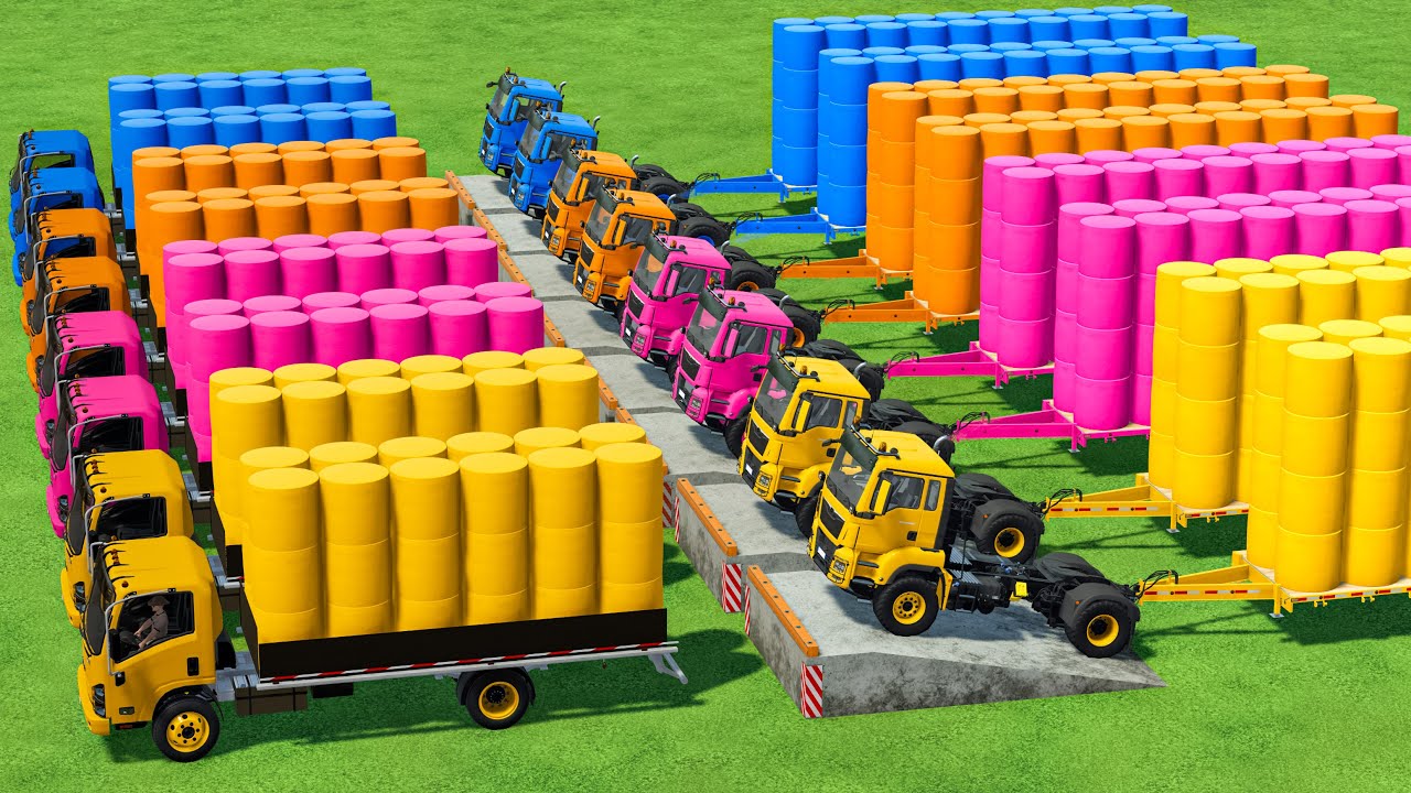 RAINBOW Bales Auto Load & Transport With Mini  Truck Vs Big Truck In Fs22 | Farming Simulator 22 