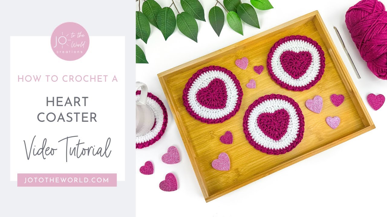 Easy Heart Coaster Crochet Pattern! 🩷 How to Crochet Heart Coasters - A Step-by-Step Tutorial