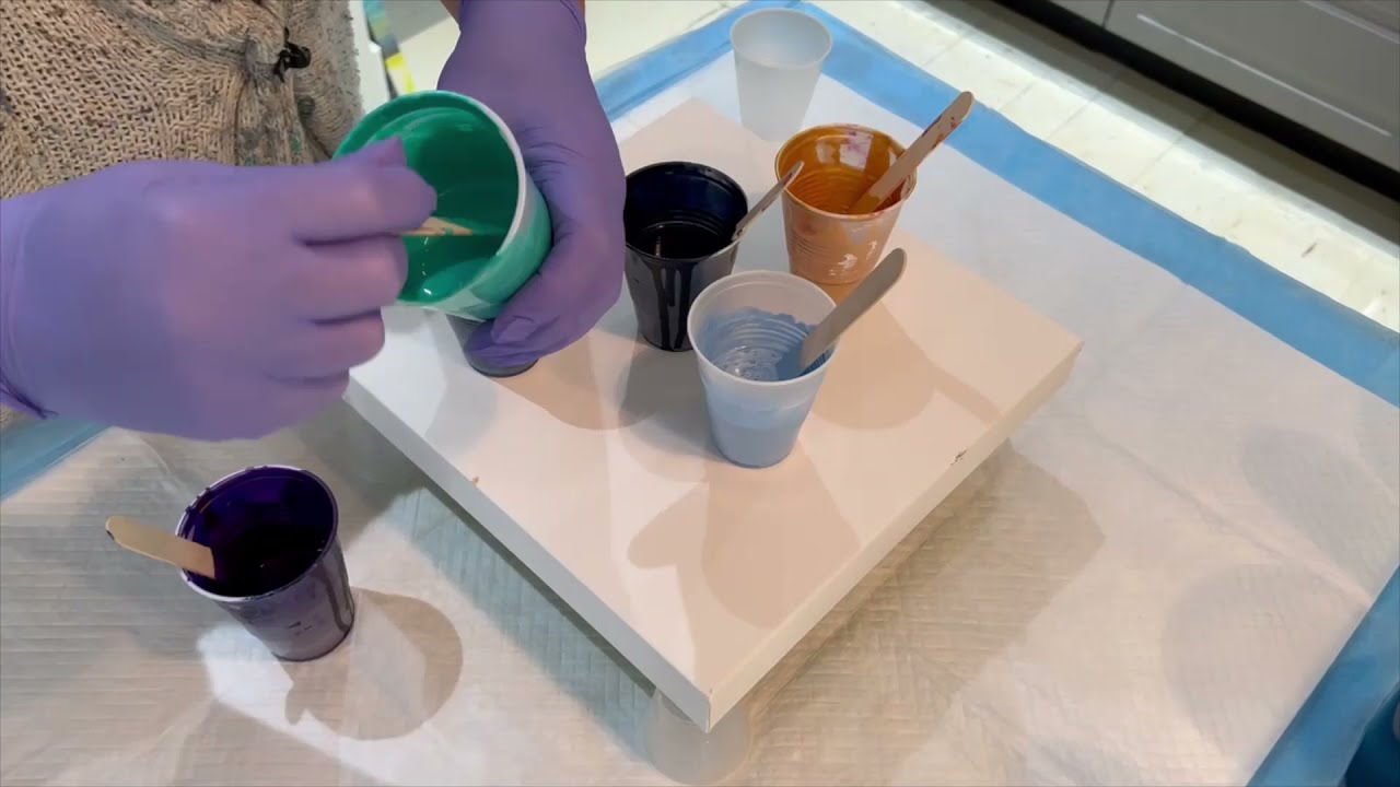 HELLO BLUE! WHOA! - Chopsticks - Wrecked Fluid Pour With This Little Piggy Pigments