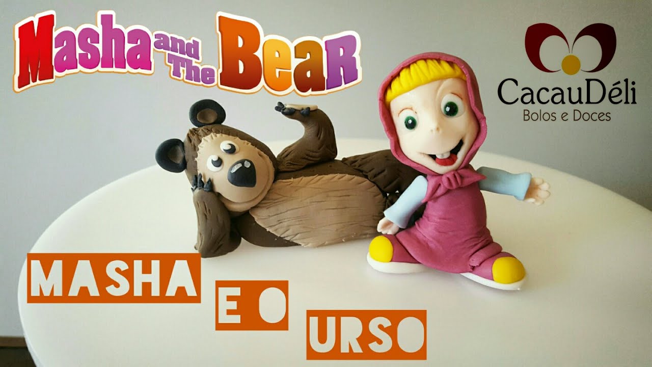 Masha e o Urso - Modelagem em pasta americana - topo de bolo