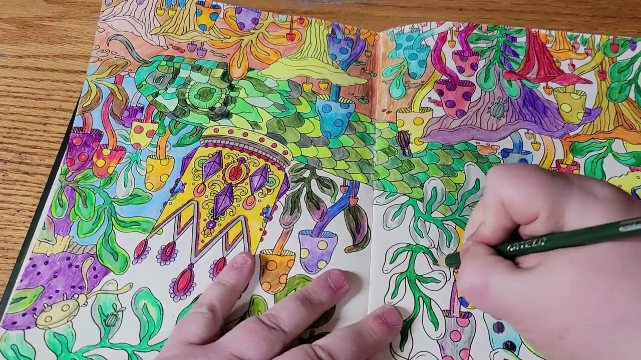Finishing the jungle snake page from tales from the Forrest kingdom,  silent video