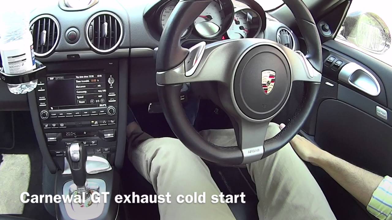 Carnewal GT exhaust Cayman / Bosxter S cold start, revs and drive with external mic