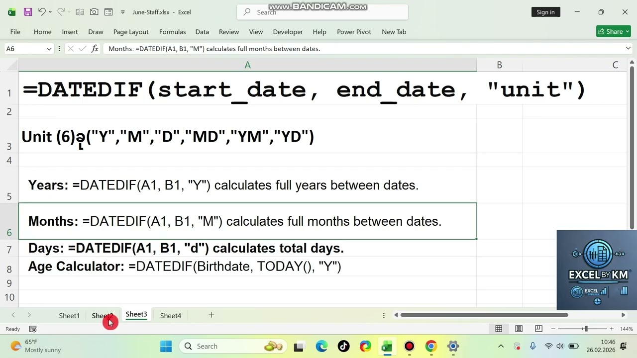 How to  calculate service length in Excel?