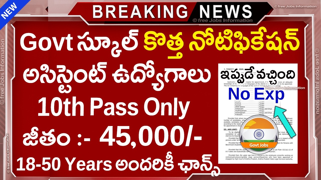 🏬 ప్రభుత్వ స్కూల్స్ లో కొత్త ఉద్యోగాలు వచ్చేశాయి | Govt School Jobs In telugu| 10th pass |Job Search