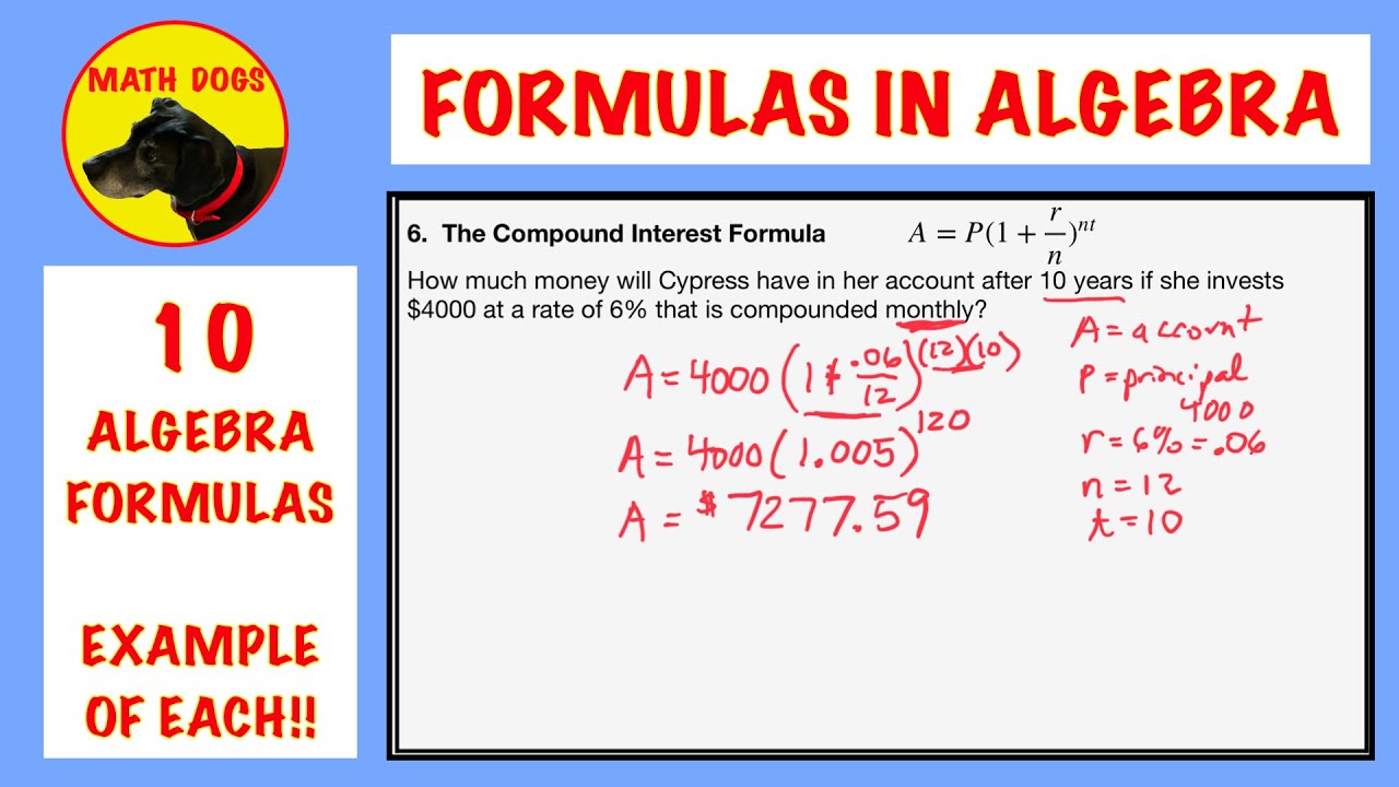 Формулы в алгебре (10 ПРИМЕРОВ!)