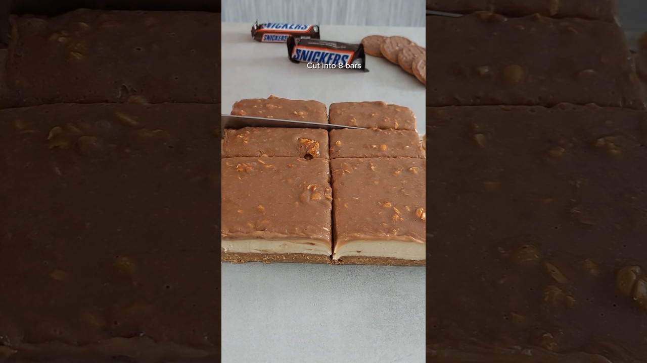 Snickers Cheesecake Bars &ndash; Super Simple and Absolutely Delicious! 😋#shorts