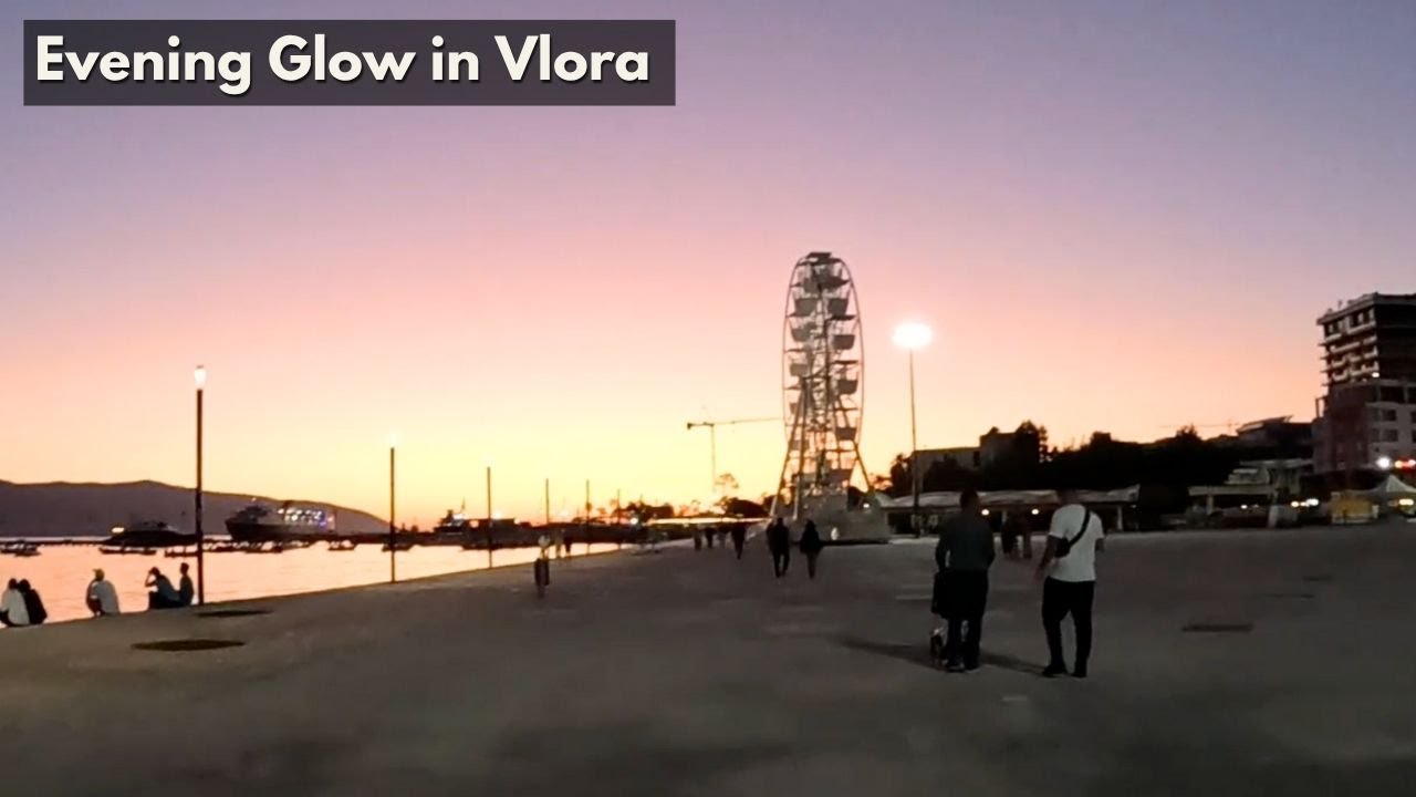 Walking Tour Albania Vlora 🌇 Evening Glow on the Adriatic Promenade