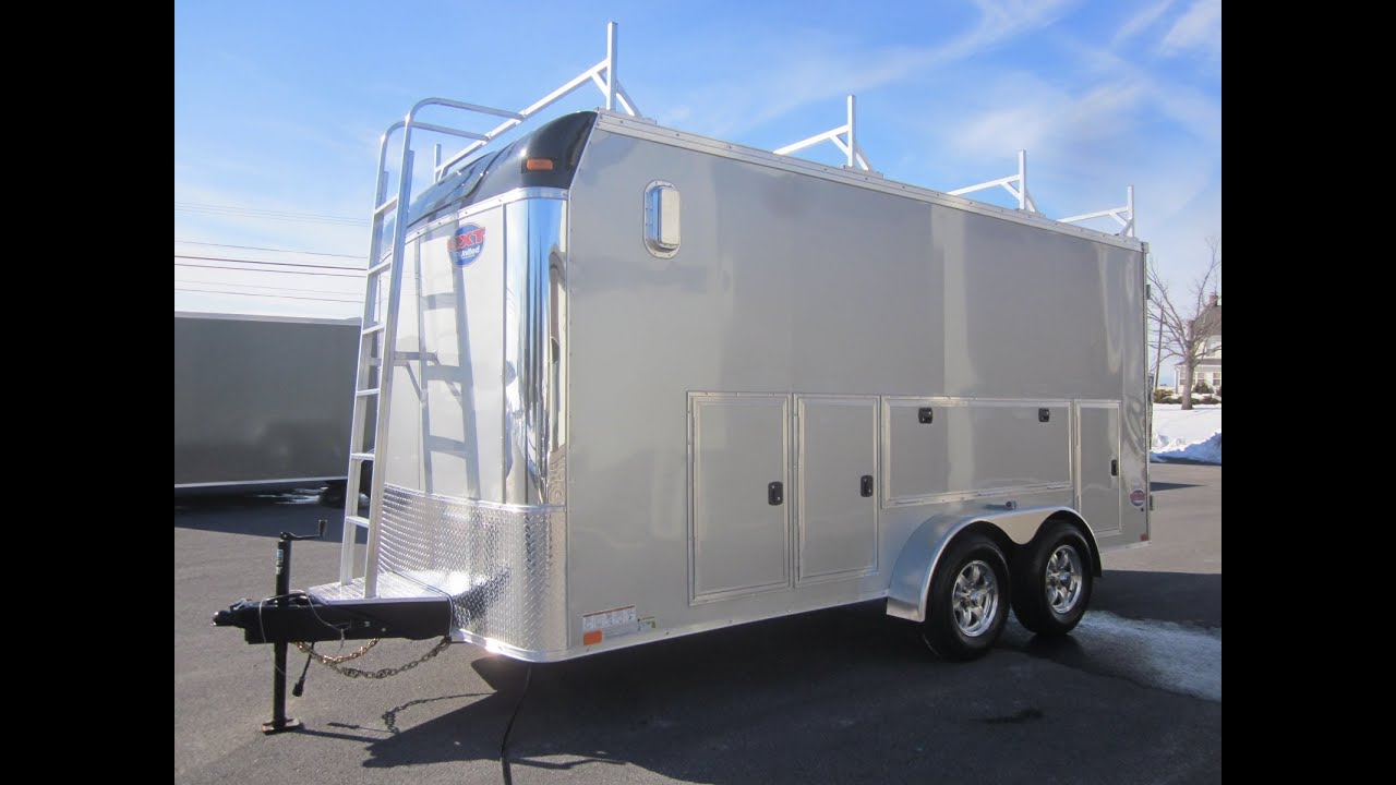 7' X 16' 10K Contractor Trailer w/ Tool Storage Cabinets, Ladder Racks, & 110 Volt Electrical