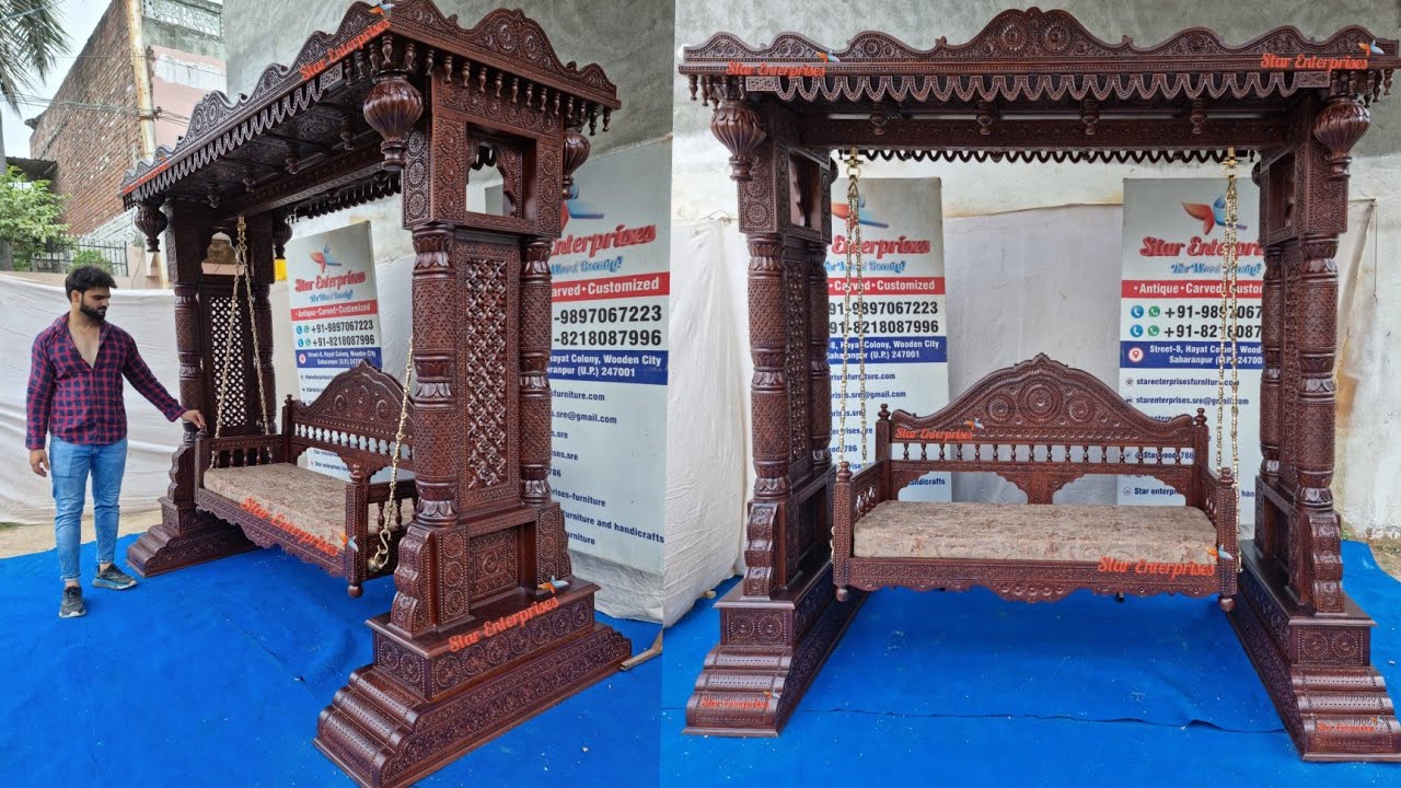 Maharaja Engraving Swing || Classical Wooden Maharaja Jhula By Star Enterprises Furniture