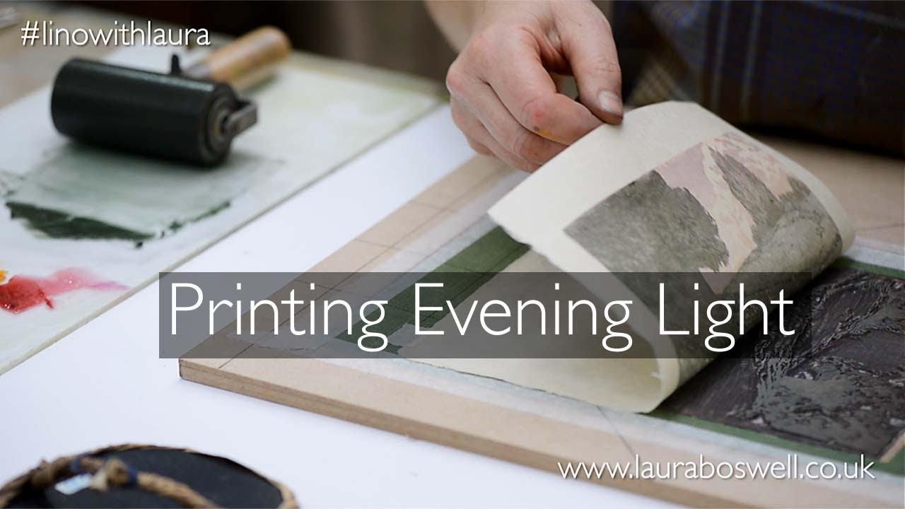 Multi block Lino Print with Laura Episode 22 - Printing Lino Multiblock: a subtle sky with extender