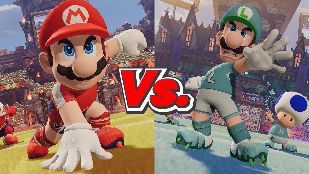 Mario Strikers Battle League - Mario (Rockets) Vs. Luigi (Bolts)
