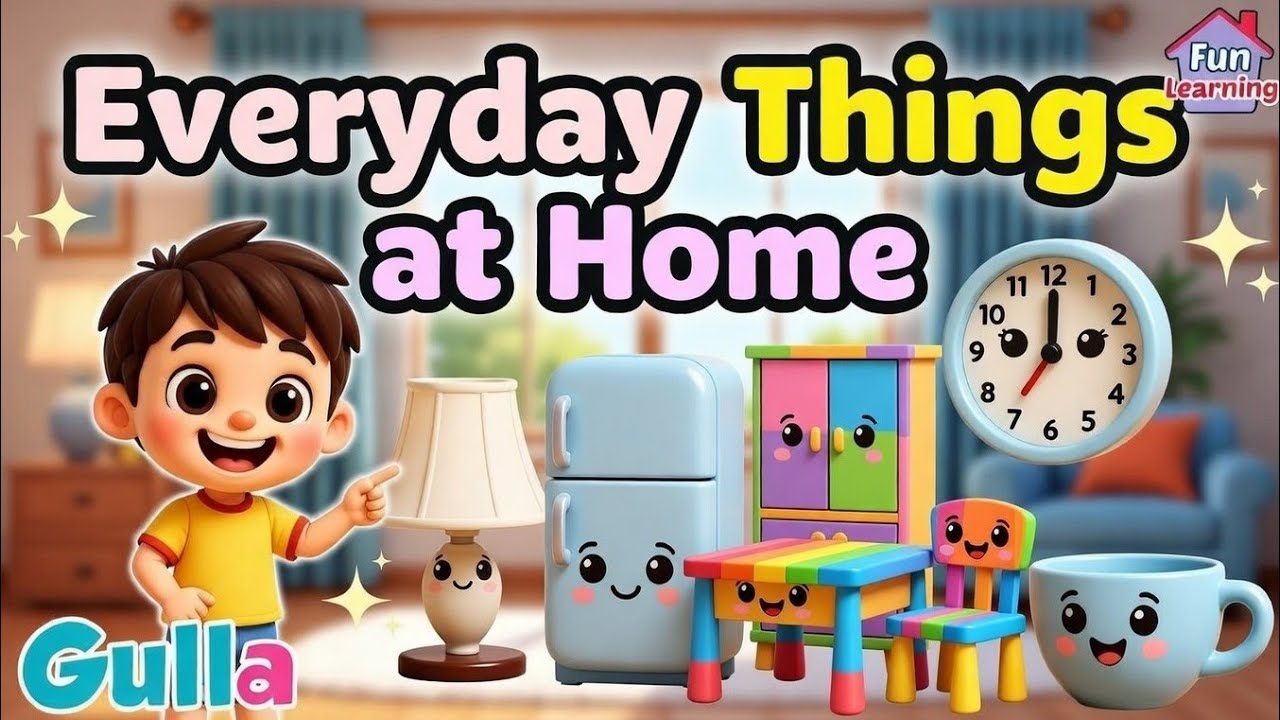 Household Items for Kids 🏠 Learn Everyday Objects Vocabulary Fun Animation