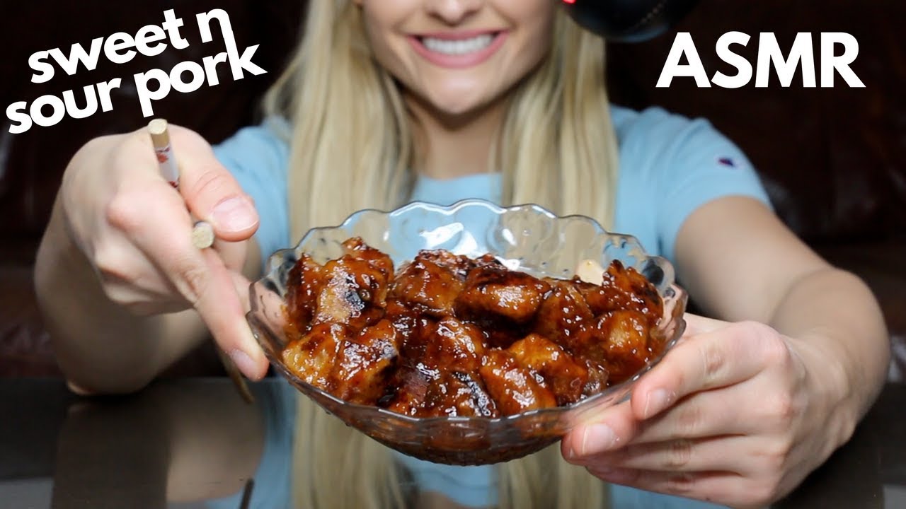 SWEET AND SOUR PORK  + kimchi ASMR EATING SOUNDS