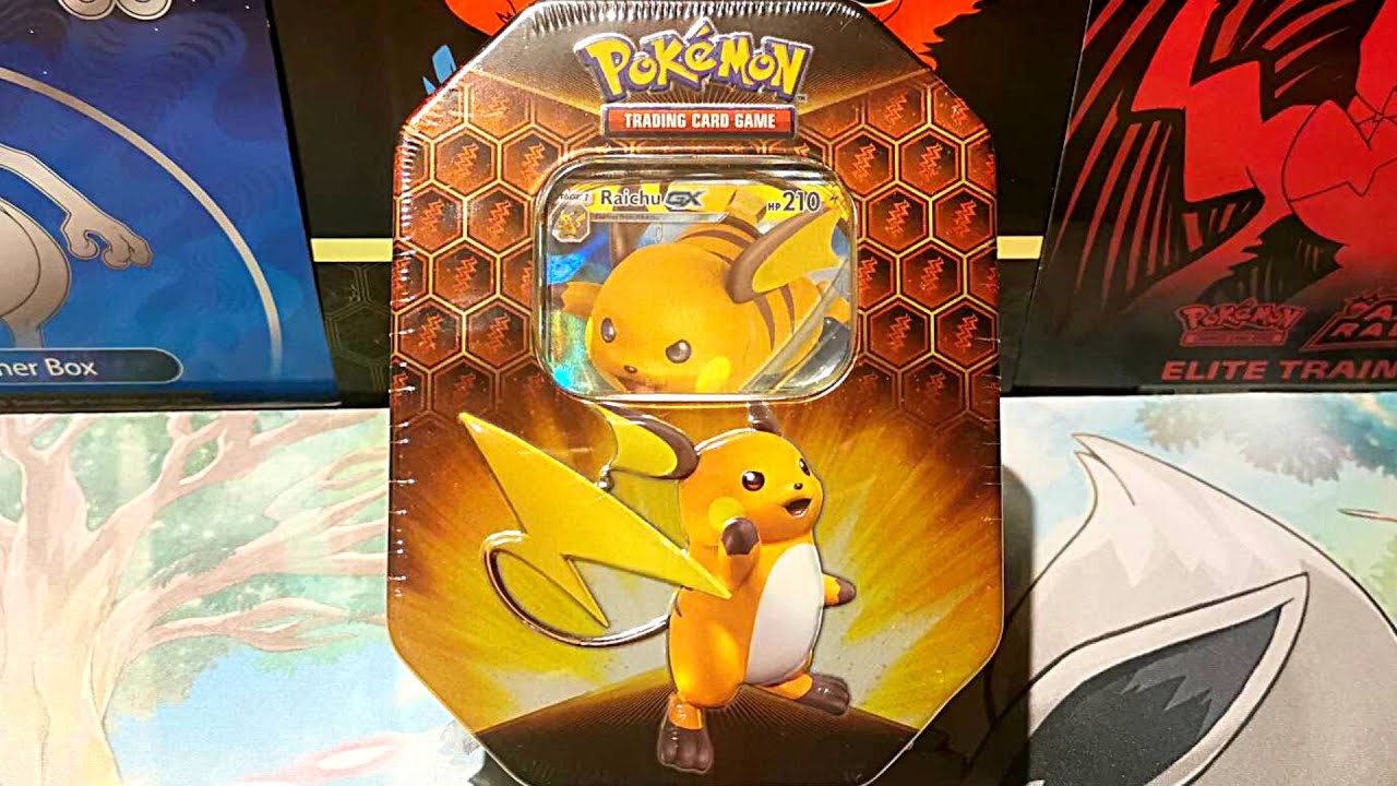 Opening a Pokemon Hidden Fates Raichu Tin