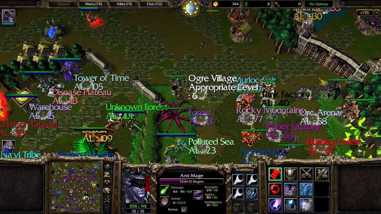 HM RPG 7.15i Anti-Mage fast solo walkthrough till 250 lvl. Part 1