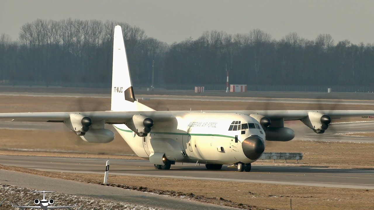 Lockheed C-130J-30 Super Hercules Algerian Air Force 7T-WJC departure at Munich Airport MUC EDDM