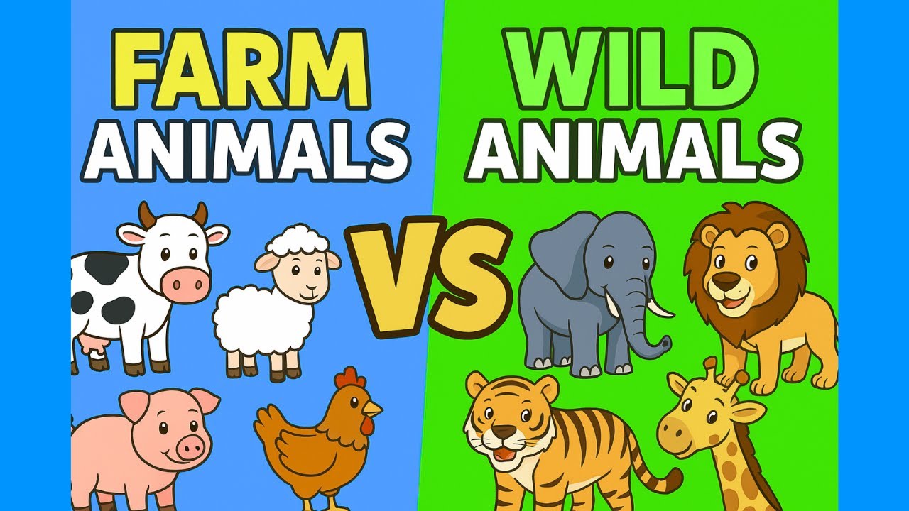 Farm Animals vs Wild Animals 🐮🦁 | Fun Learning Video for Kids 