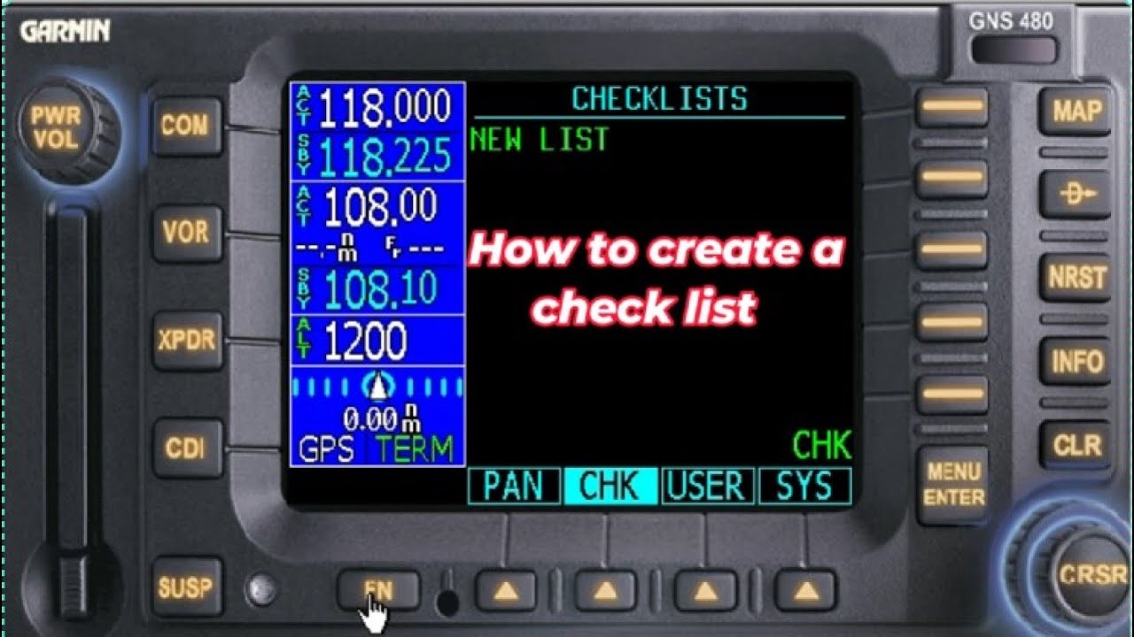 Garmin 480 - Create/Edit Checklist
