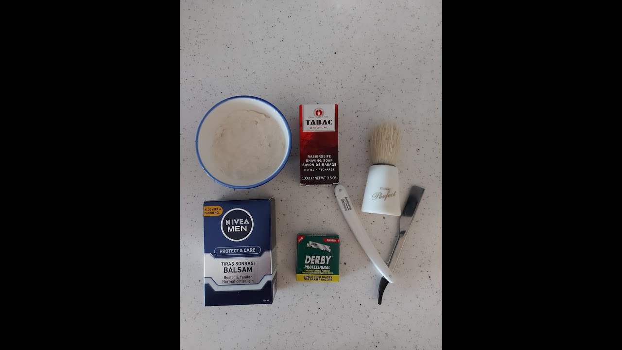 Solingen Jiletli Ustura , Banat Perfect tıraş fırçası , Tabaac Tütün sabunu...