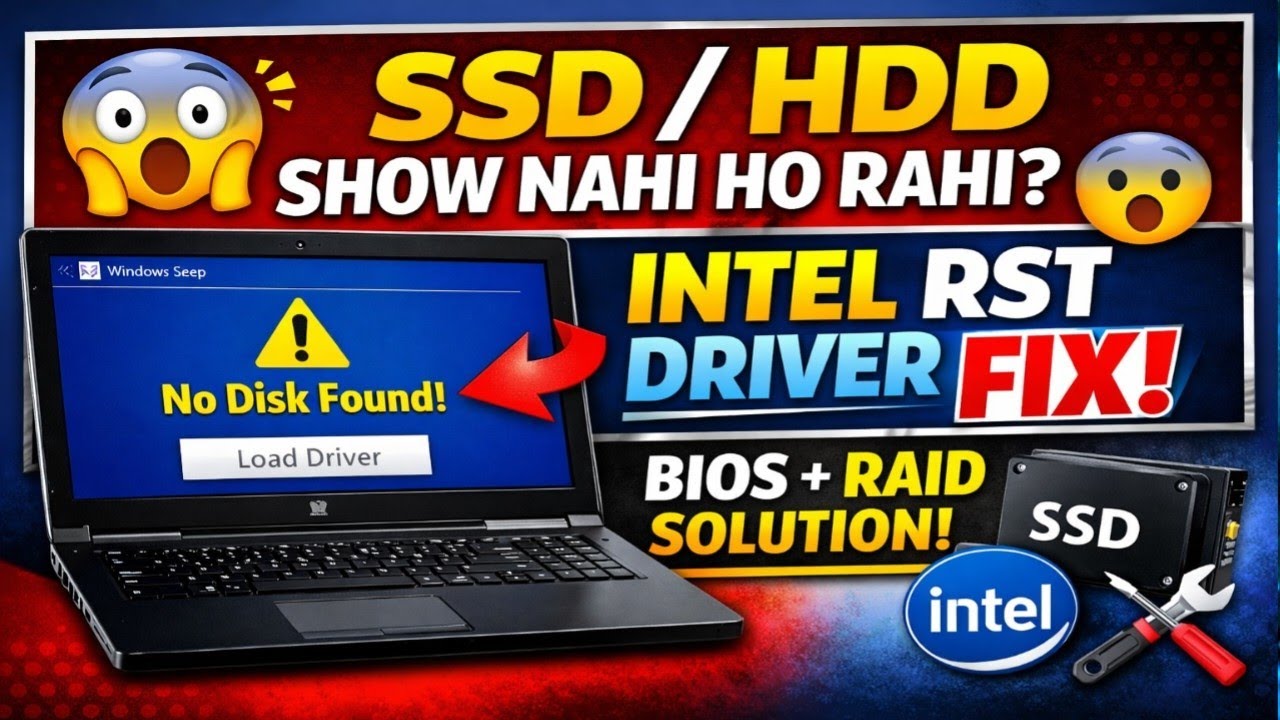 Intel RST Driver Problem Fix | SSD/HDD Show Nahi Ho Rahi,Windows Install Disk Missing RST Driver Loa