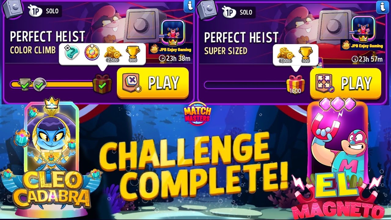 Color Climb+Bombs Away Solo Challenge Perfect Heist 13000 Score/ Super Sized Rainbow Solo Challenge