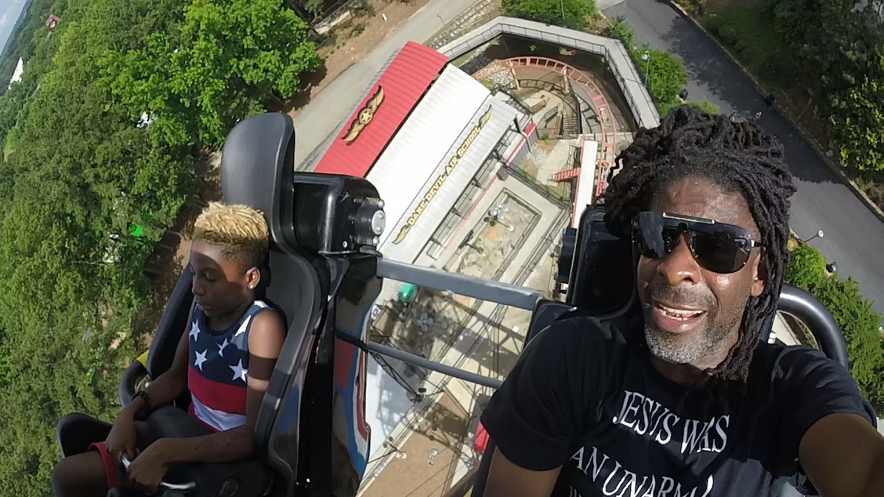 Aiden rides the Dare Devil Roller Coaster @ Six Flags over Georgia