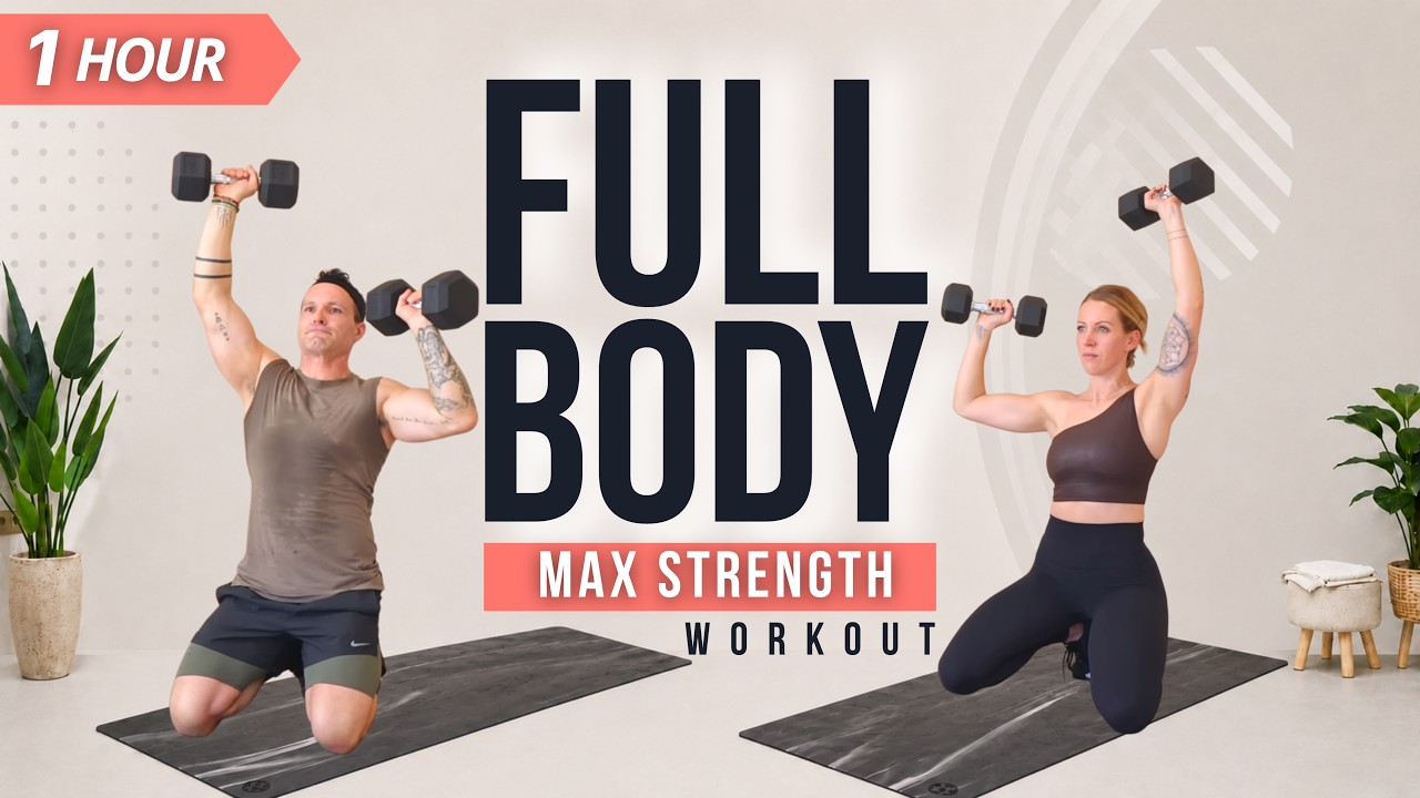 1 Hour Intense FULL BODY WORKOUT - with Dumbbells - Build Muscle and Strength