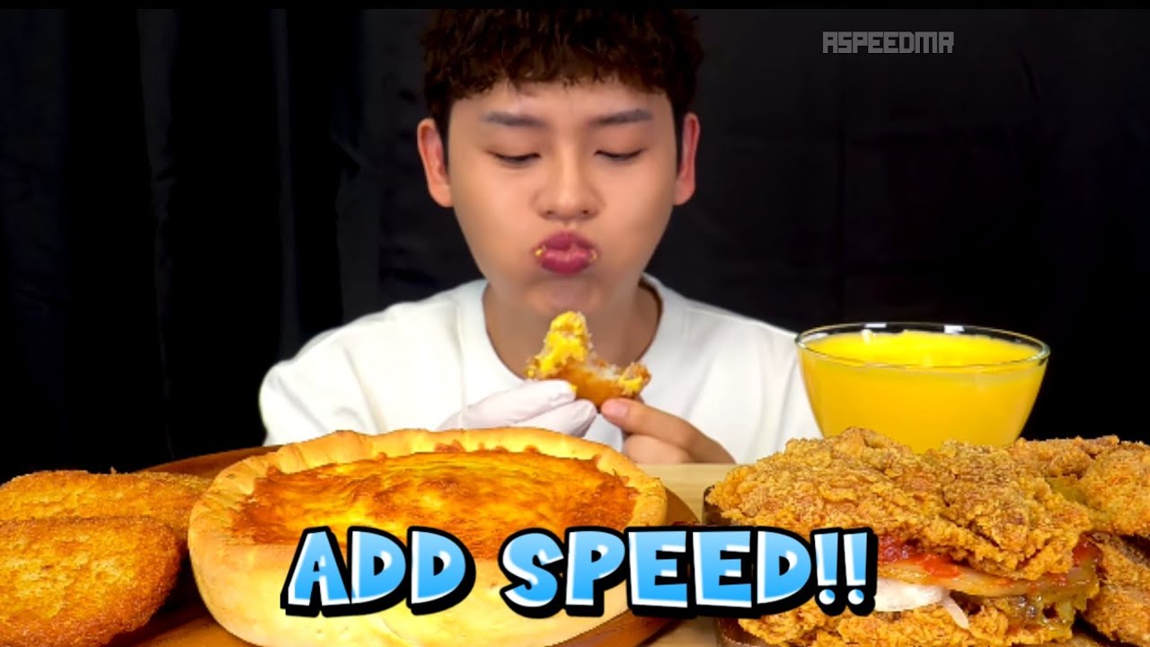 Bonggil Asmr🍕🍔 Chicago Pizza n Hash Brown Chiken Burger | add speed.