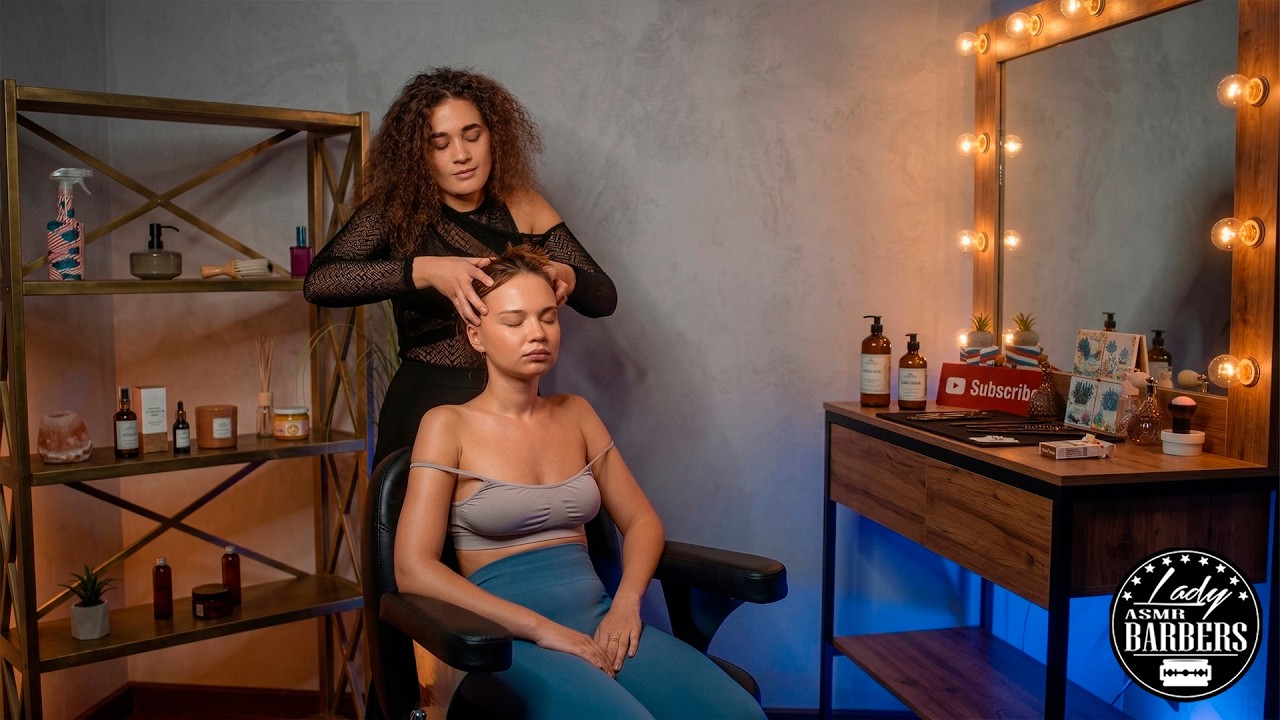 ASMR Neck and Shoulders Massage by Barber Lady Elle to Jess