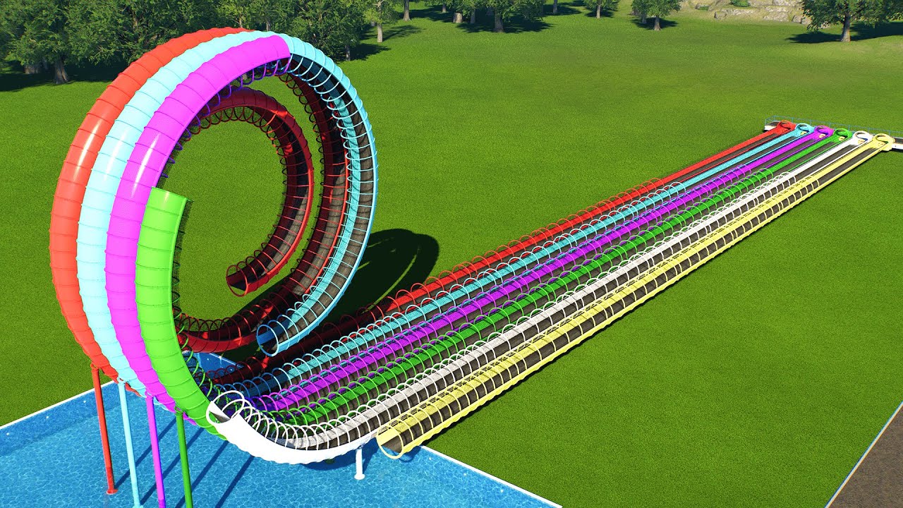 0% vs 200% Spiral Loop Launched Water Slide – Planet Coaster 2