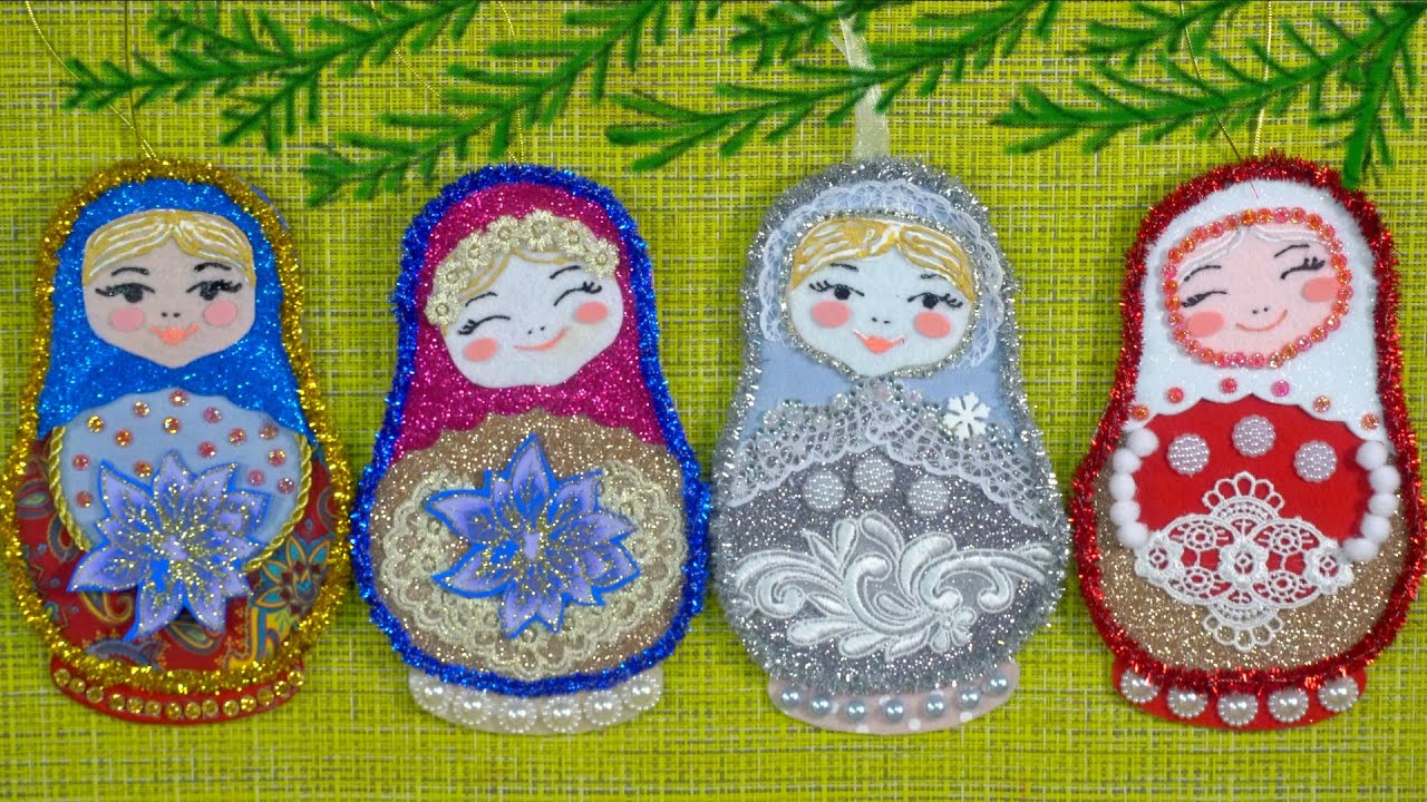 Я Бы Украсила Ими Всю Елочку Новый год Украшения Матрешка  из фоамирана, синельной проволоки