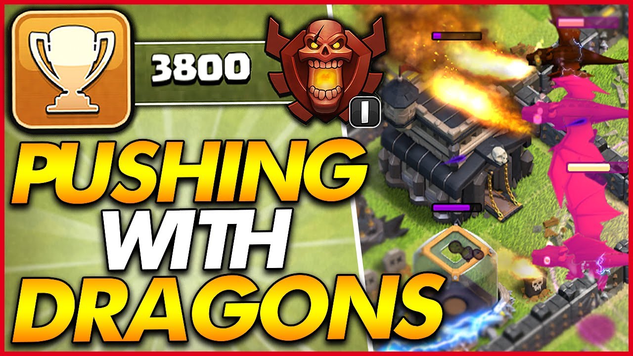 TROPHY PUSHING WITH MASS DRAGONS!! | Town Hall 9 Trophy Push - Clash of Clans