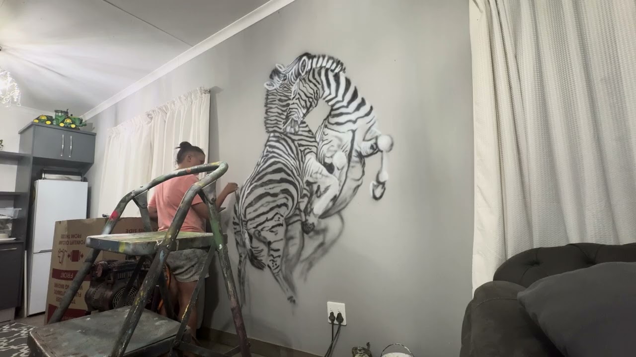 Zebra airbrush mural part 3 final