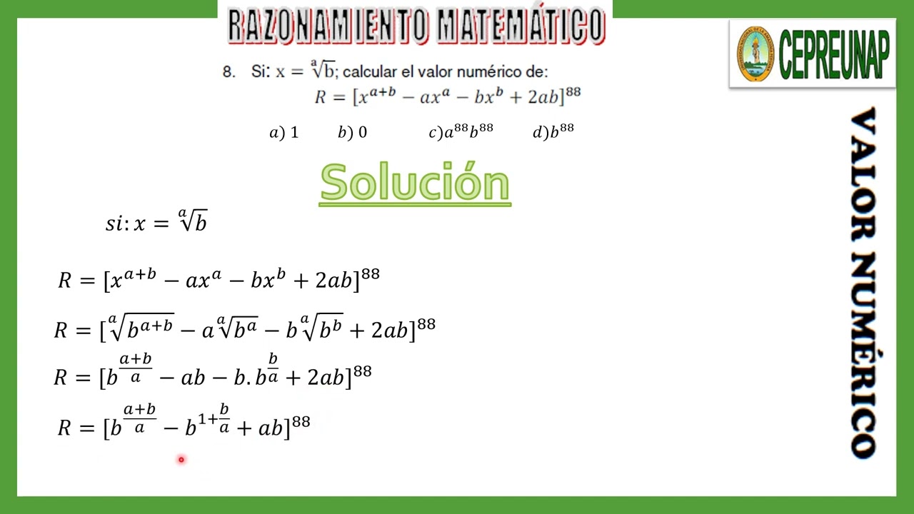 VALOR NUMERICO - EJERCICIO 8