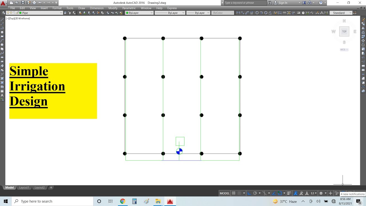 Auto CAD learning. Lect 4. Sprinkler irrigation system Design, Sprinklers quantity. By Engr. Waheed