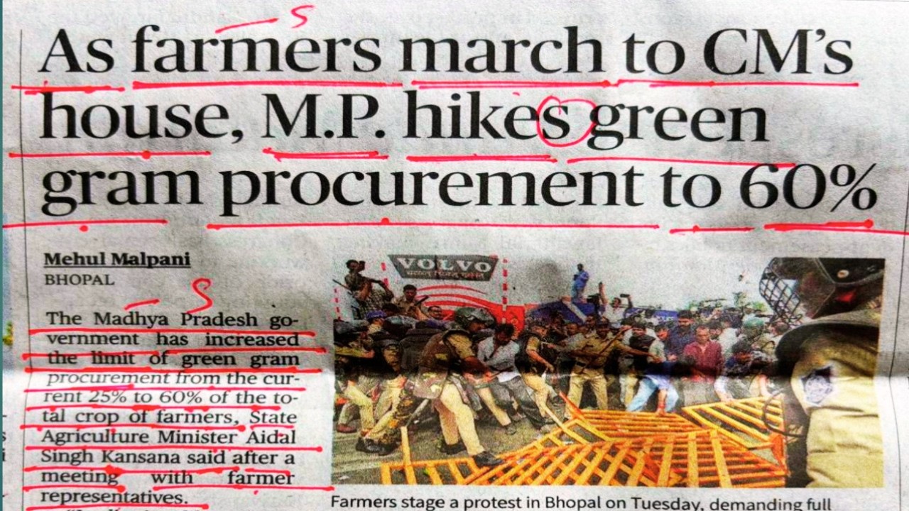 Farmers march to CM'S, house / MP hikes green gram procurement to 60% / Newspaper Reading Videos