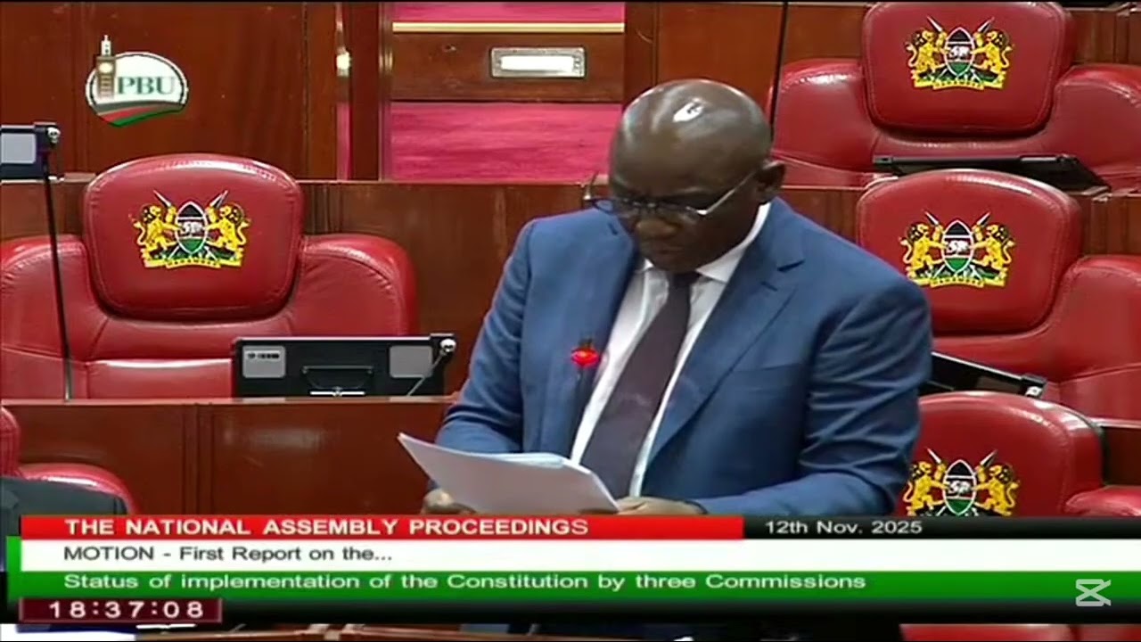 CIOC chairman Hon. Caroli Omondi tabling committee report in Parliament.