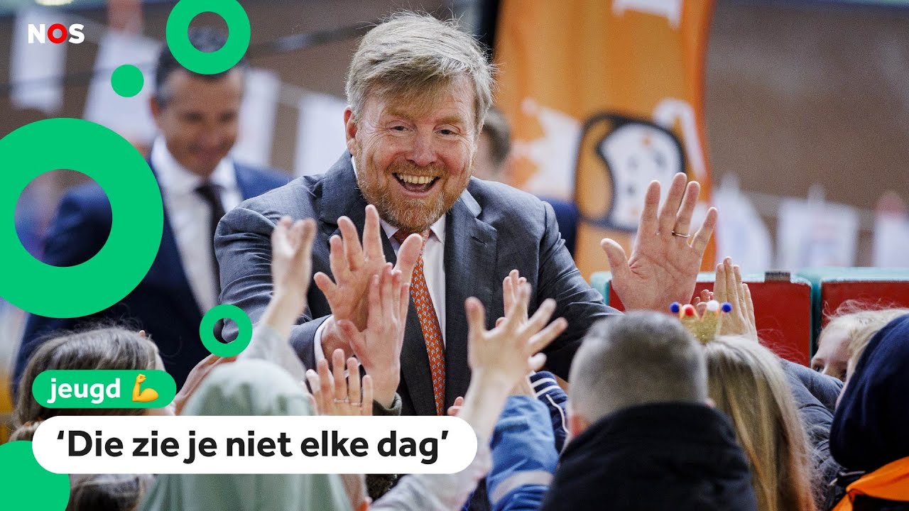 Kinderen vieren Koningsspelen met koning Willem-Alexander