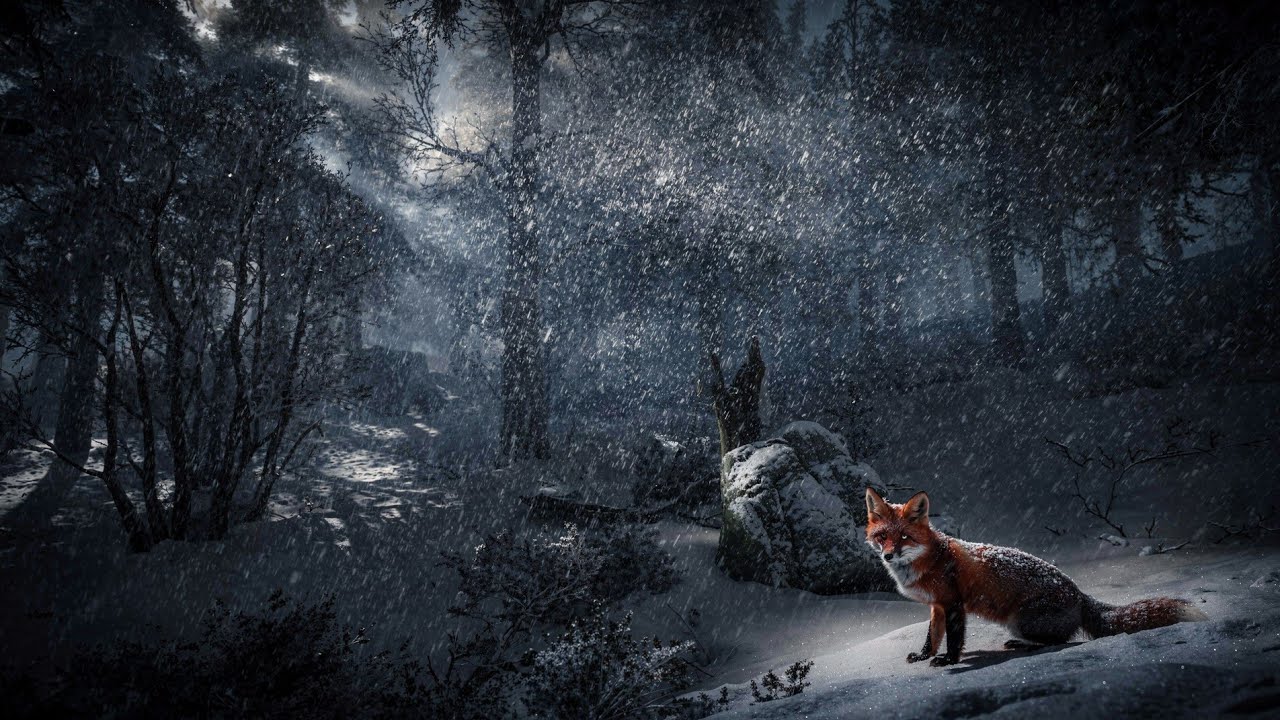 Whispering Blizzard in Dark Pine Forest 🌬️ 10 Hours Snowstorm ASMR for Deep Sleep