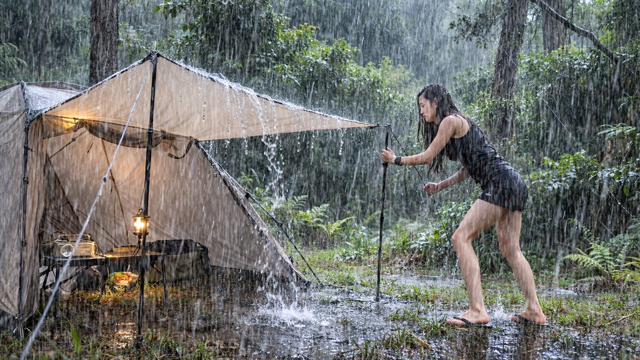 THE WORST RAIN STORM I'VE EVER EXPERIENCED 😱⛈️ SOLO CAMPING IN HEAVY RAIN AND THUNDER