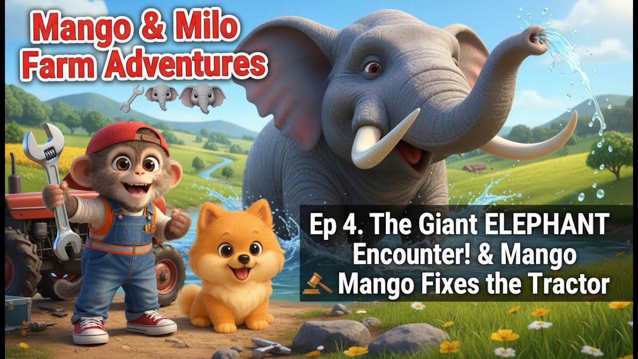 Season 3. Ep 4. The Giant ELEPHANT Encounter! 🐘 & Mango Fixes the Tractor. #MangoMonkeyFarmLife