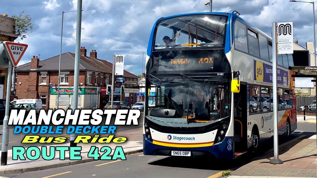 Double-Decker bus ride on 42A - North Reddish to city centre via Didsbury, Manchester