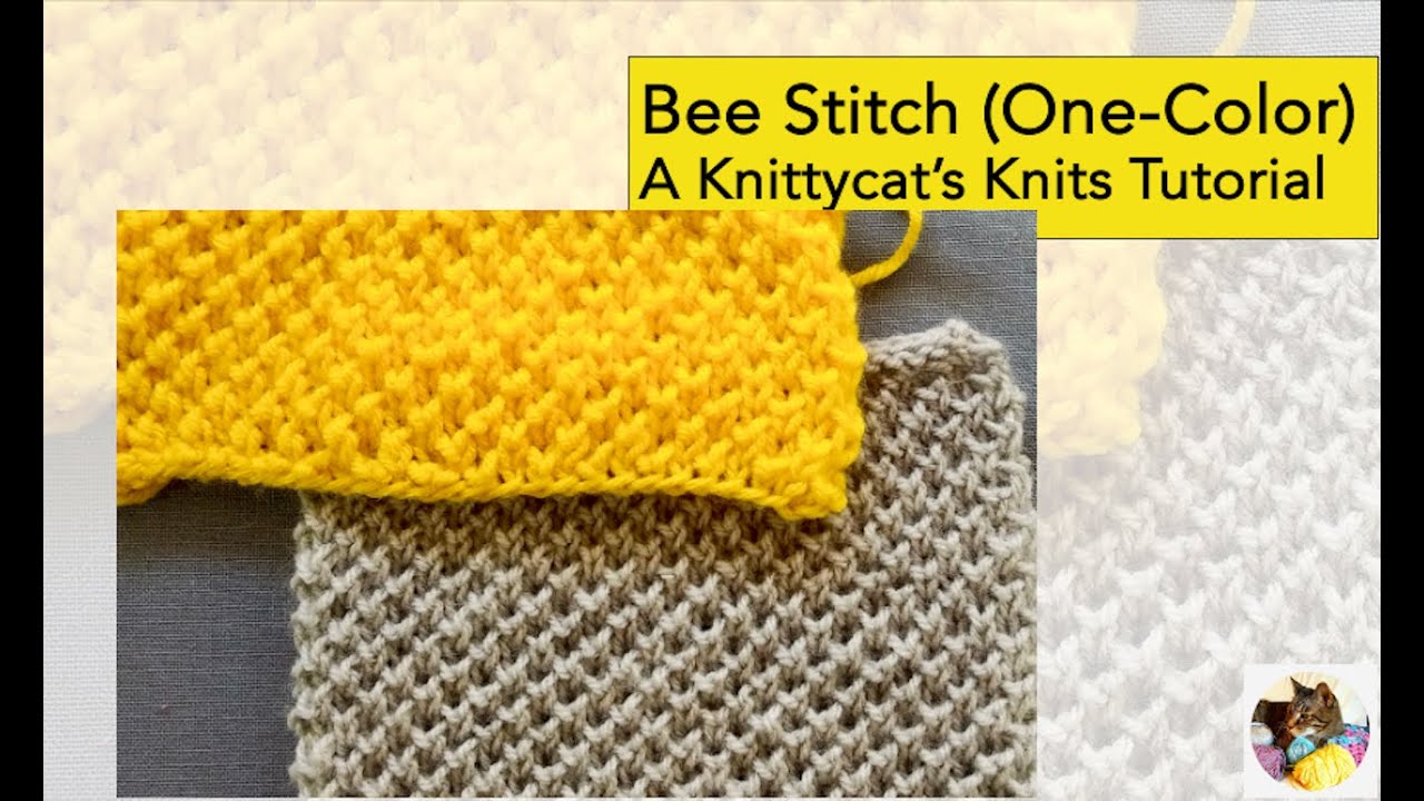 Bee Stitch in One Color - A Knittycat's Knits Tutorial