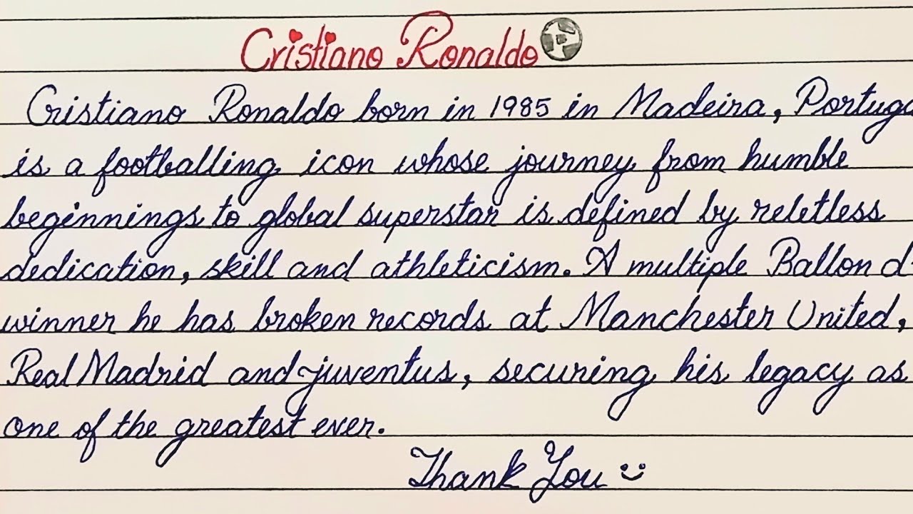 Cristiano Ronaldo essay | Cristiano Ronaldo essay in english | Modern calligraphy tutorial | CR7 |