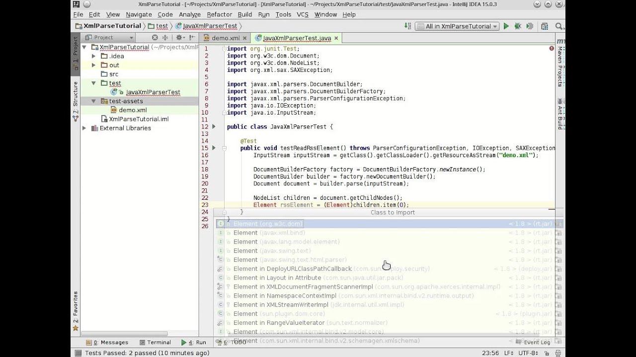 Parse XML using the standard Java DOM parser