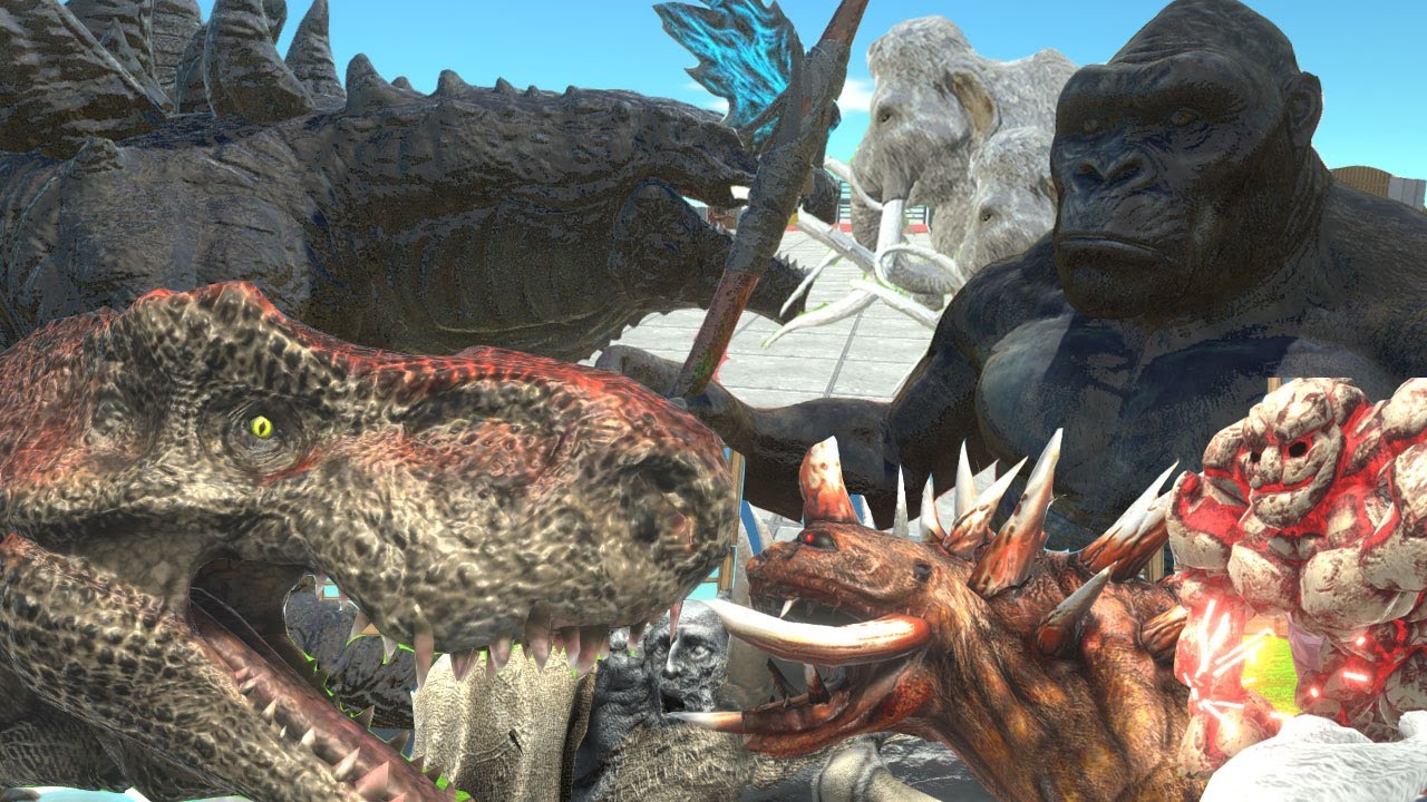 Mammoth Giant Elephant Kingkong vs  Wild T Rex Dinosaurs Versus Wild Animals Epic Battle ARBS